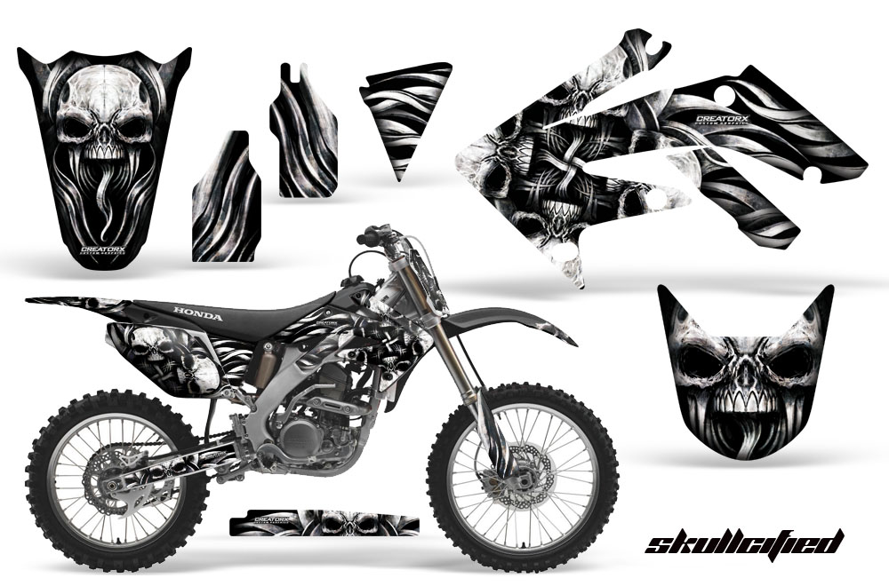 Honda CRF250R 04-09 Graphics Kit Skullcified Silver NPs